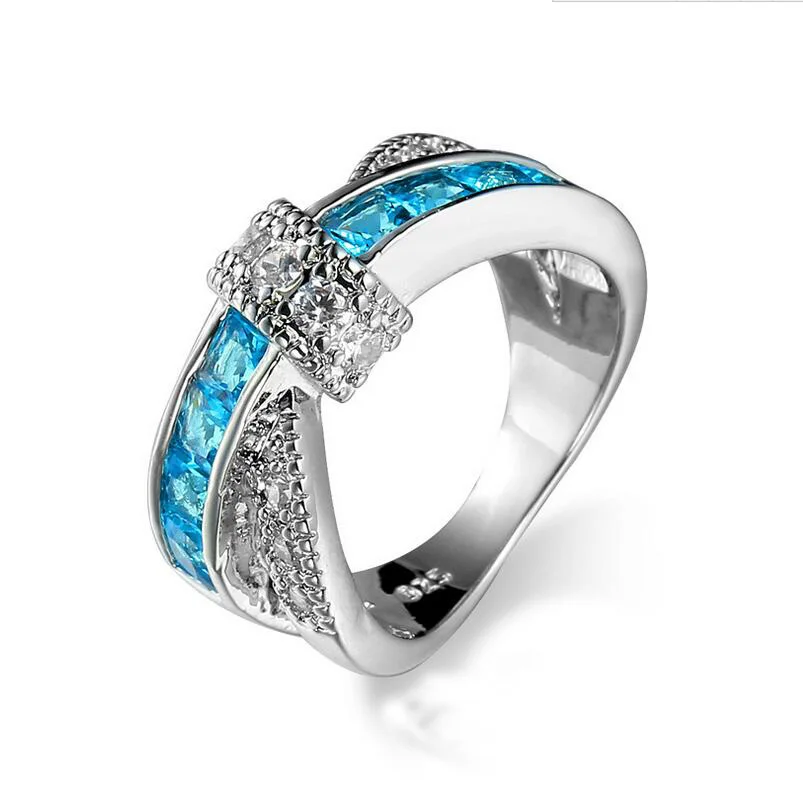 Белый золотой цвет светло голубой кубический цирконий камень Винтаж Крест