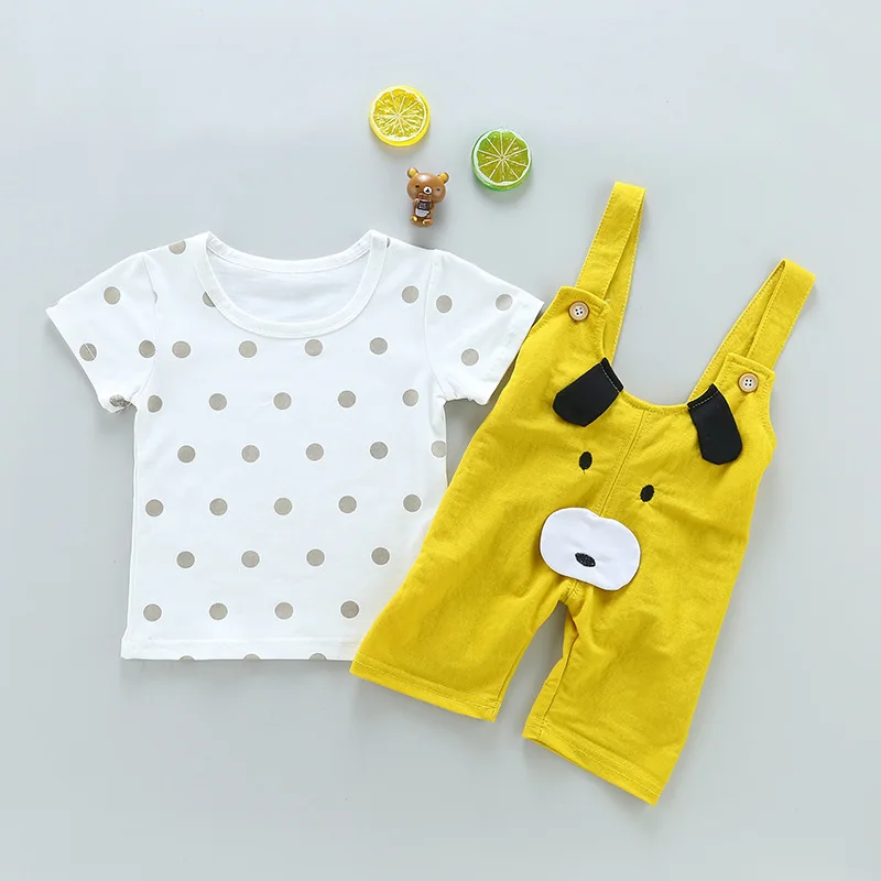 Summer style baby boy clothing set newborn infant 2pcs short sleeve t-shirt + animal design |
