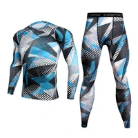 men blue lightning thermal underwear set long johns winter thermal underwear winter exercise base layer thermal compression suit