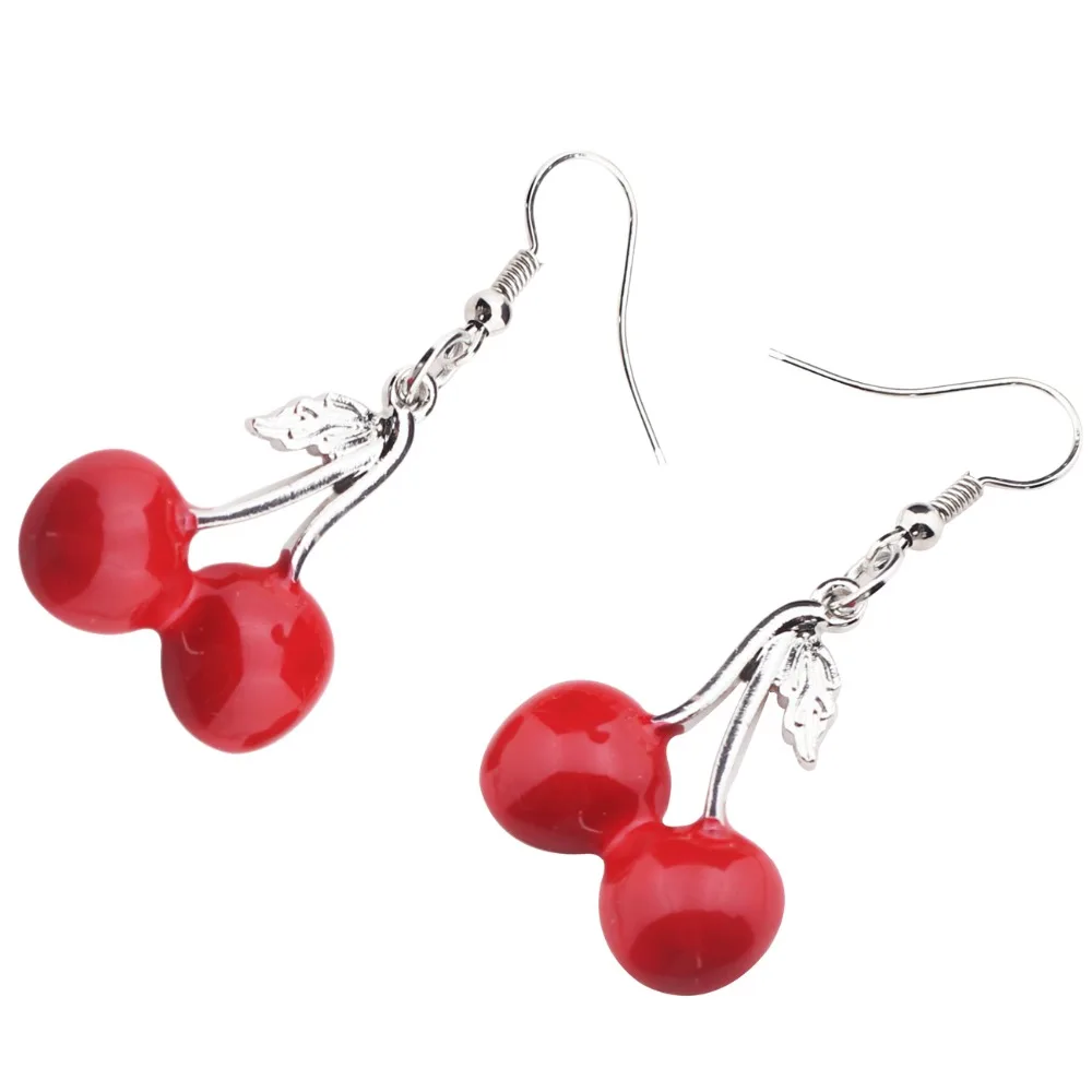 Bonsny милые серьги-Вишенки из эмалированного сплава большие длинные висячие