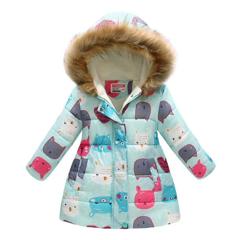 

Children Toddler Baby Girls Cotton Jackets Thicken Hoodies Fake Fur Collar Winter Coat For Girls Warm Winter Kids Clothes 4-11T