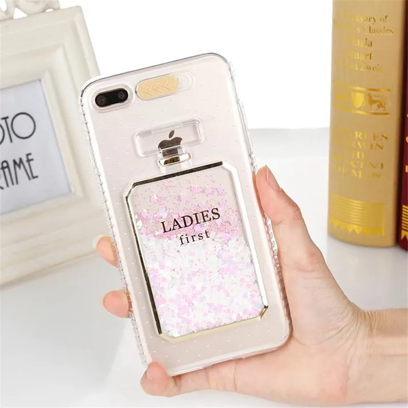 Флакон духов чехол с сияющими блестками для iphone 7 Plus динамический светлый