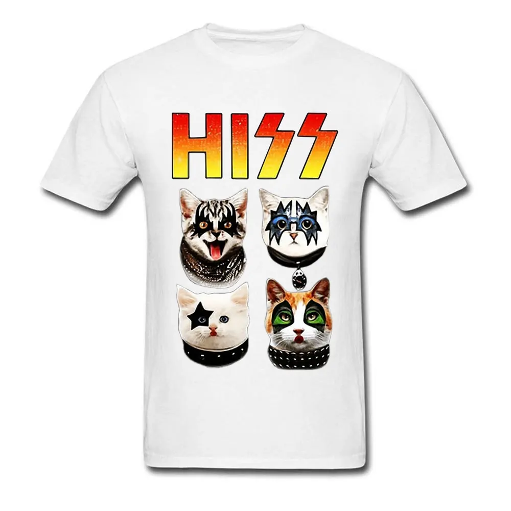 KISS Hiss Cat Пародия Забавные футболки рок мяу Группа Мужская футболка хип-хоп Рок Новые Топы И Футболки Готический Высокое качество