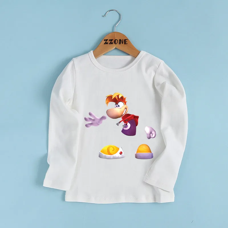 Футболка для мальчиков и девочек с персонажами из мультфильма «Rayman Legends adventures» Детская забавная одежда детская футболка с длинными рукавами LKP5204