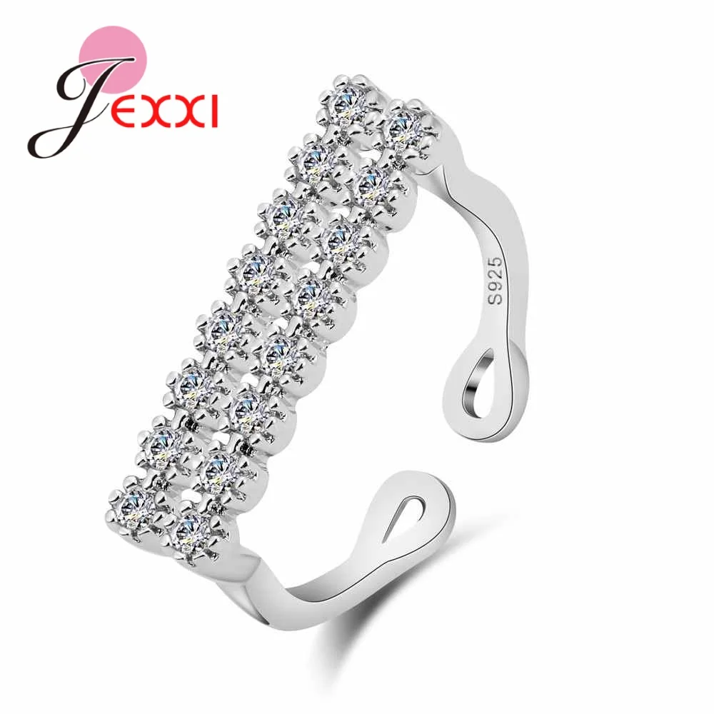 

AAA CZ Crystal Jewelry New Open Rings Anillos For Women Resizable Bijoux Wholesale Top Sale 925 Sterling Silver Ring