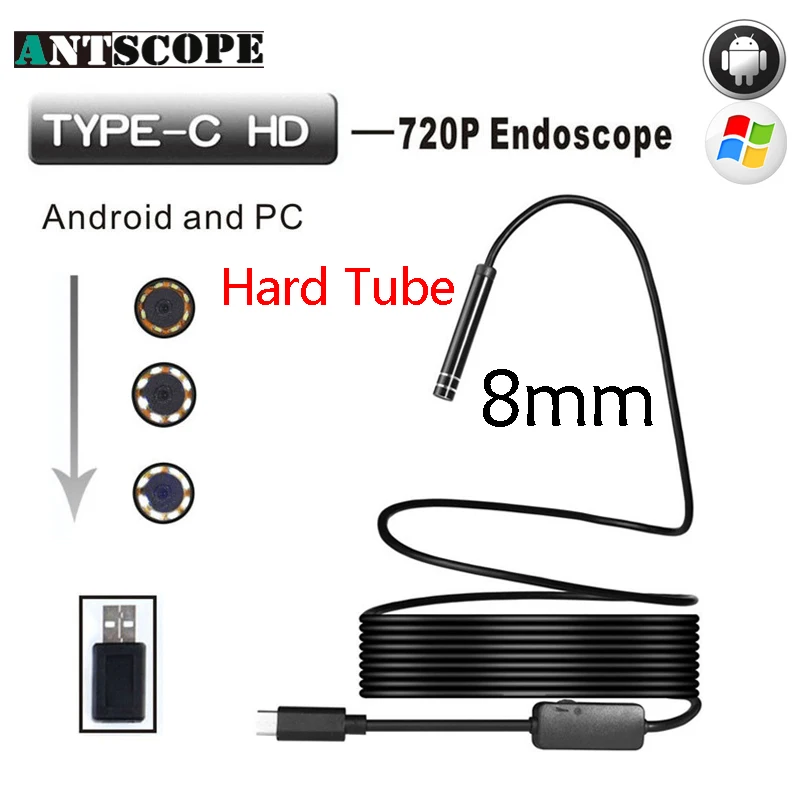 Antscope Android EndoscopeUSB Камера Тип C USB эндоскопическая инспекции жесткие трубки ПК для