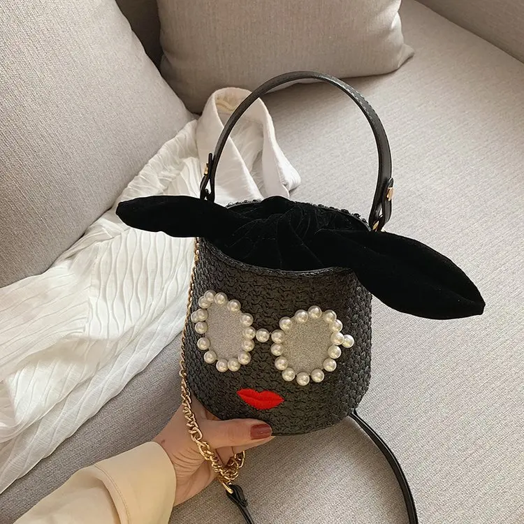 fashion simple bucket bag women's designer handbag high quality linen high quality single shoulder slant straddle bag qq444
