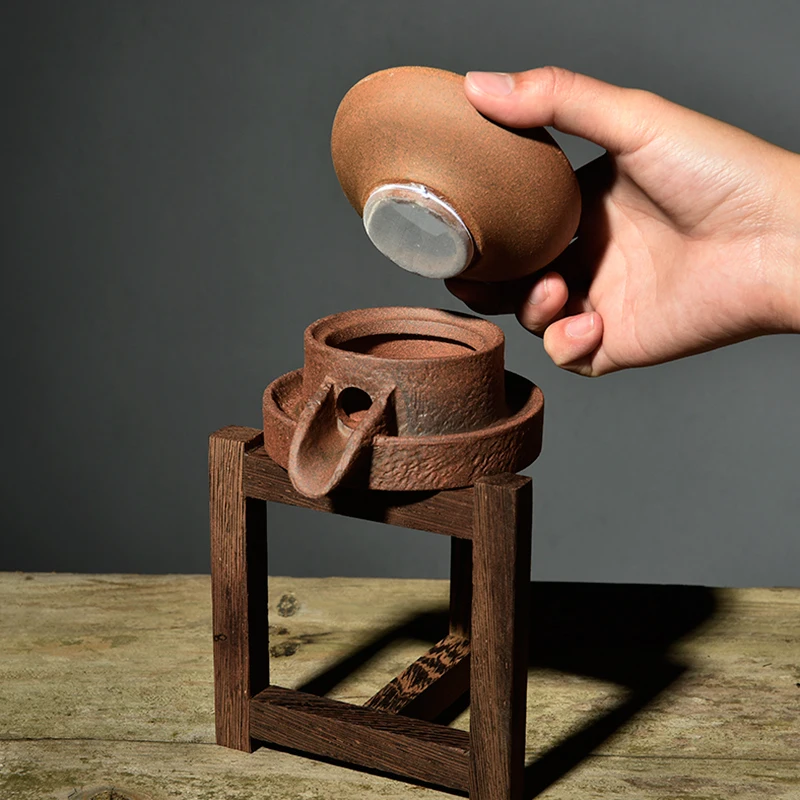 Японская грубая керамика морозный чай ситечки с деревянным держателем для