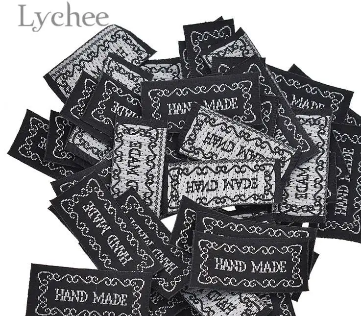 Lychee Life 50 шт. синие черные тканые этикетки ручной работы с буквенной вышивкой моющиеся этикетки для одежды сумки DIY Швейные аксессуары - Цвет: 1