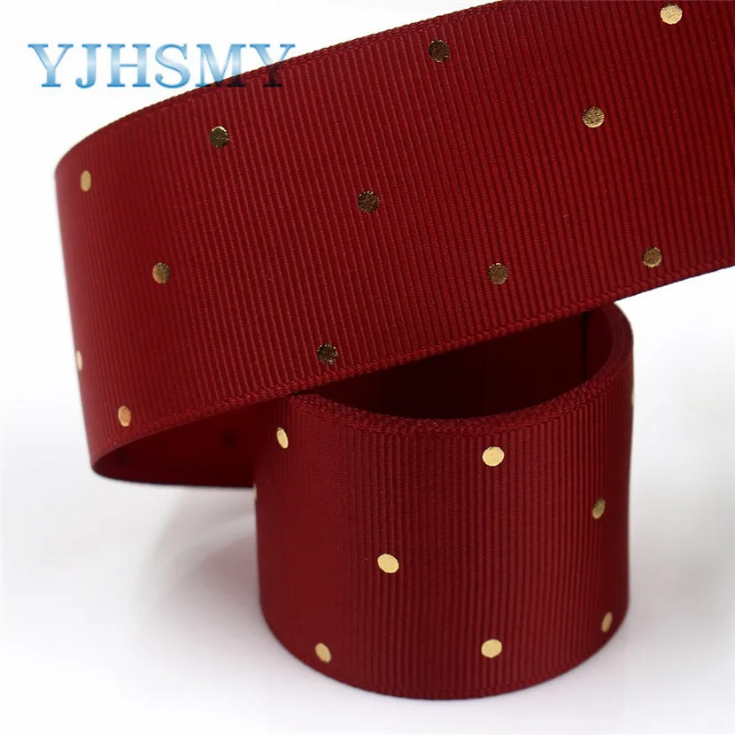 I-19407-876 YJHSMY I-19407-862, 5 ярдов, горячая Распродажа 38 мм сплошной цвет точка горячего тиснения корсажные ленты, Бант колпачок DIY аксессуары украшения - Цвет: I-19407-876