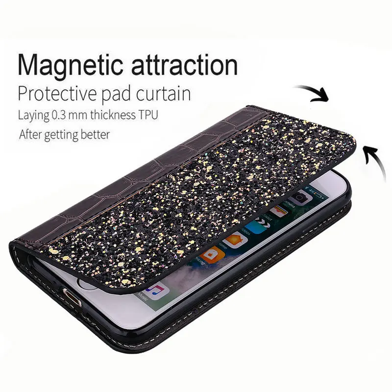 Блестящий Магнитный кошелек для Samsung Galaxy J730 чехол Coque J7 2017 кожаный флип J3 J5 J330 J530