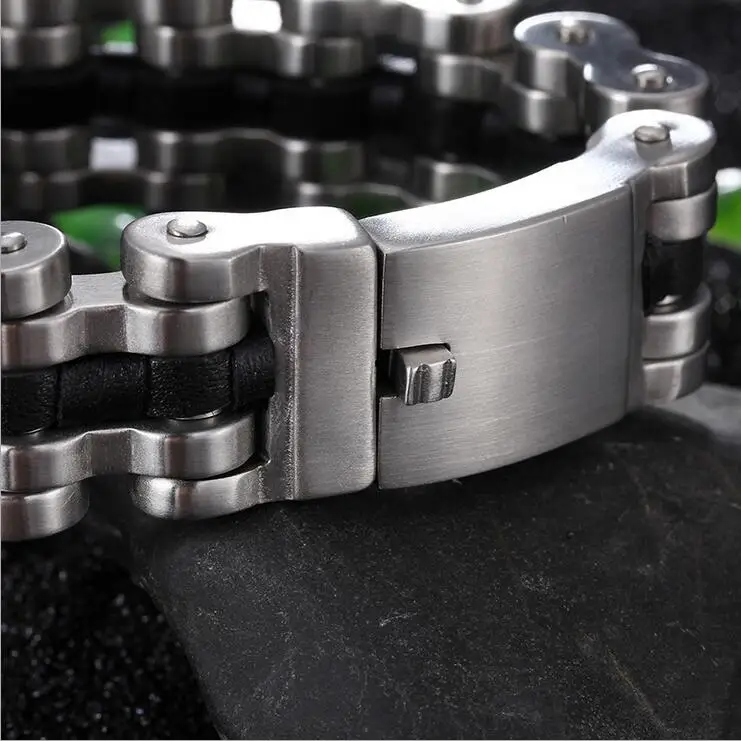 Тяжелый вес 22 мм широкий в стиле панк мужские Байкер Мотоцикл Серебряный браслет