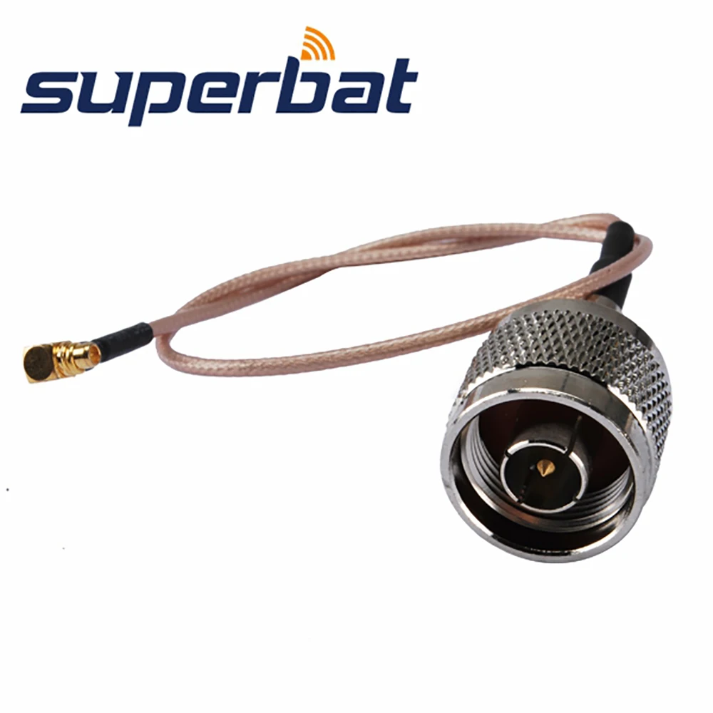Superbat MMCX Right Angle Male to N Straight Plug Pigtail Cable Antenna Feeder Cable Assembly RG316 30cm