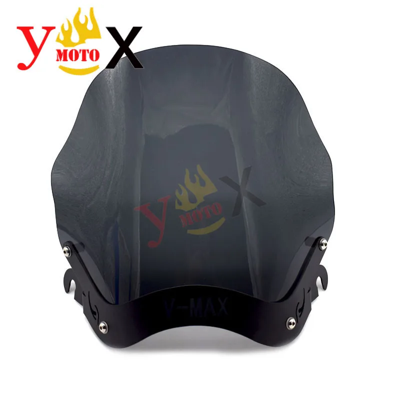 Защита для лобового стекла мотоцикла с черным кронштейном и винтами Yamaha Cruiser VMAX1200