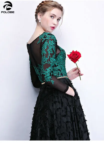 FOLOBE элегантное тонкое платье с рукавом три четверти Длинные вечерние платья
