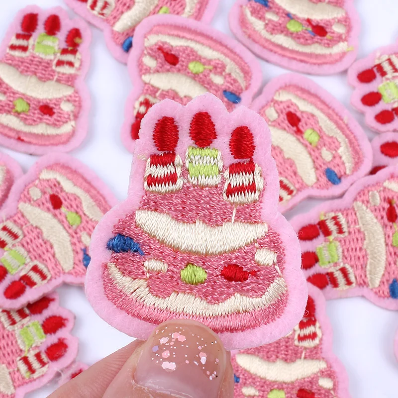 10 шт./лот мини нашивка в виде розового торта наклейки на торт день рождения с