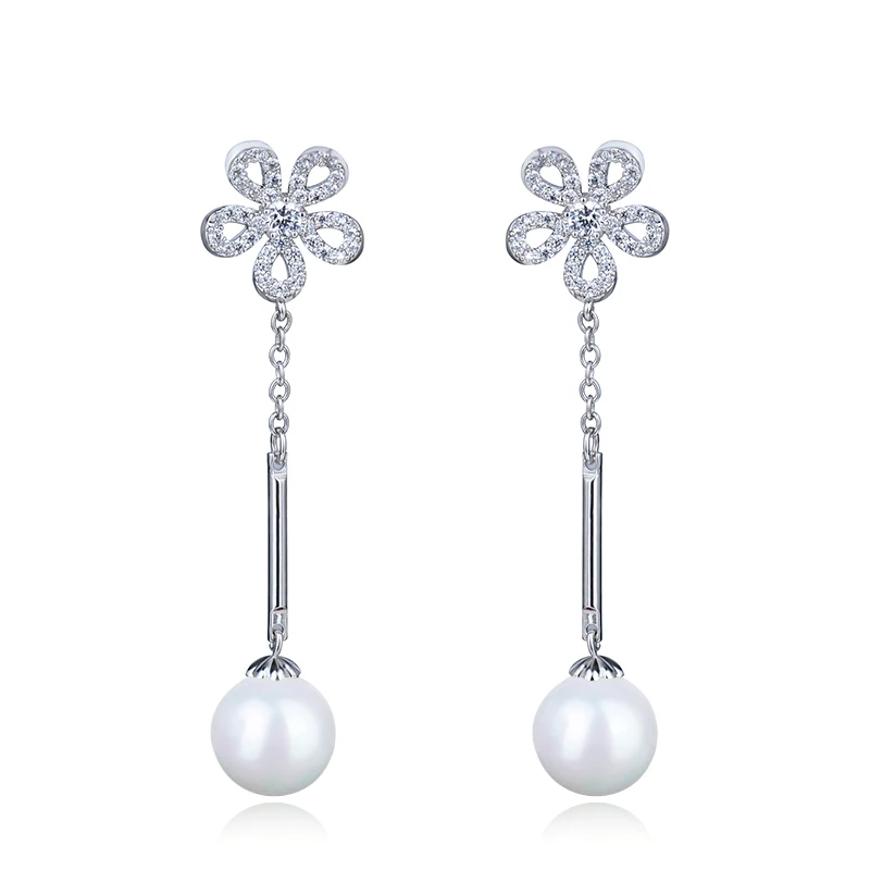 Популярные женские длинные винтажные серьги с жемчугом для свадьбы и вечеринки с камнями AAA CZ высшего качества и жемчугом GLE4759-0605.