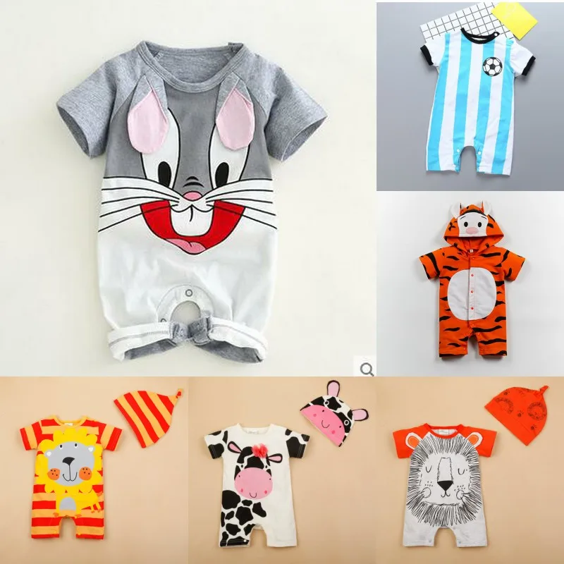 Hot Sale 2019 Summer New Fashions Casual Babies Cotton Round Neck Short Sleeves Rabbit Ears Body 0-3 Months Baby Clothes Romper |
