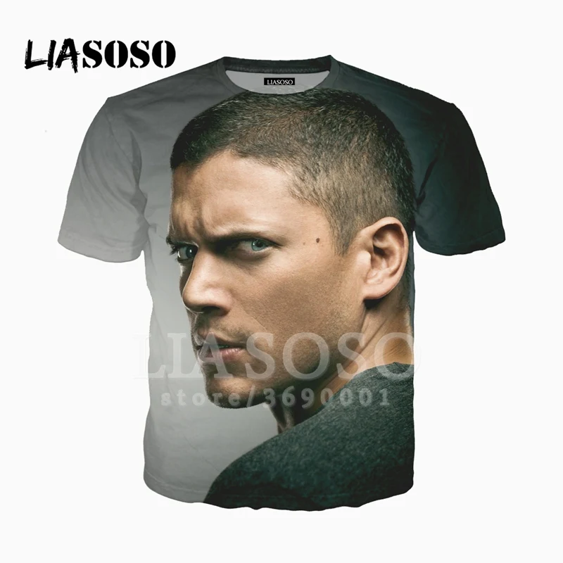 LIASOSO/футболка в стиле унисекс с 3D принтом футболка фильма тюрьма Майкла Скофилда