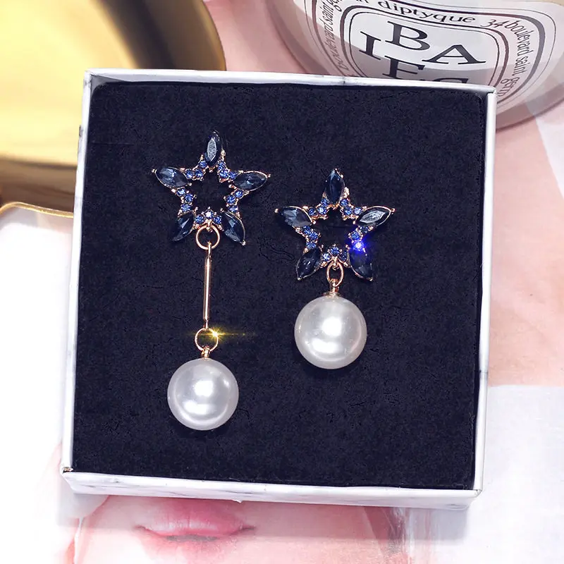 Серьги Стразы с блестящими звездами висячие серьги-подвески для женщин золотые