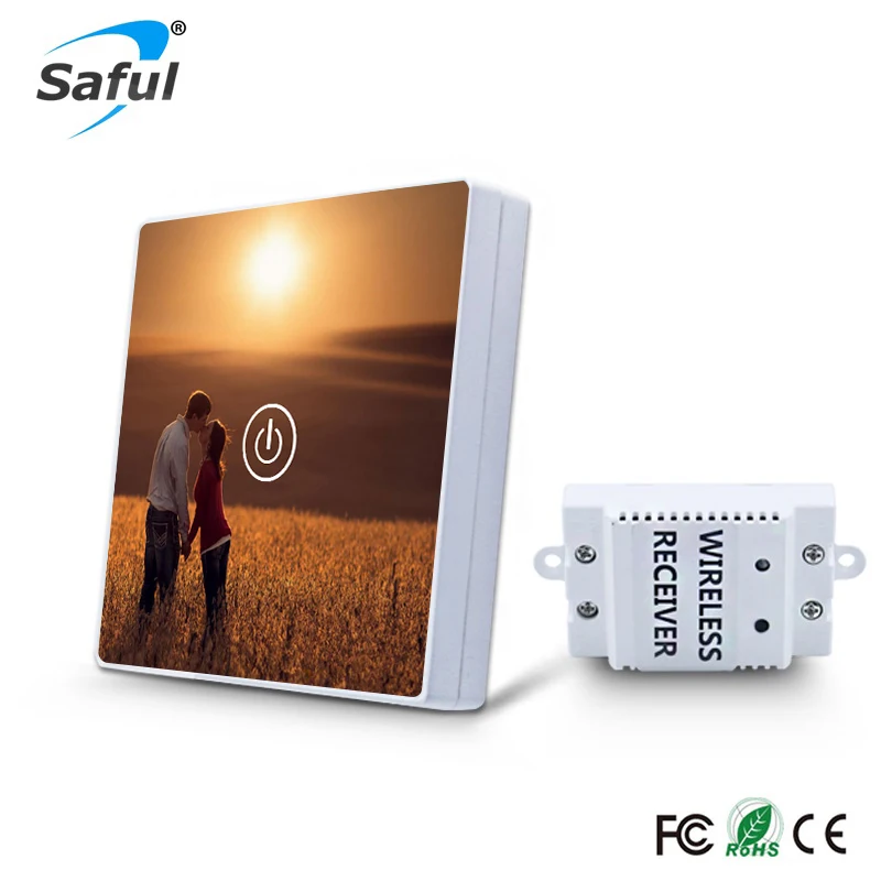Saful 433MHz Wireless Switch 1 Gang Way with Crystal Glass DIY Panel Painting Remote Control For Smart Home Light | Обустройство дома