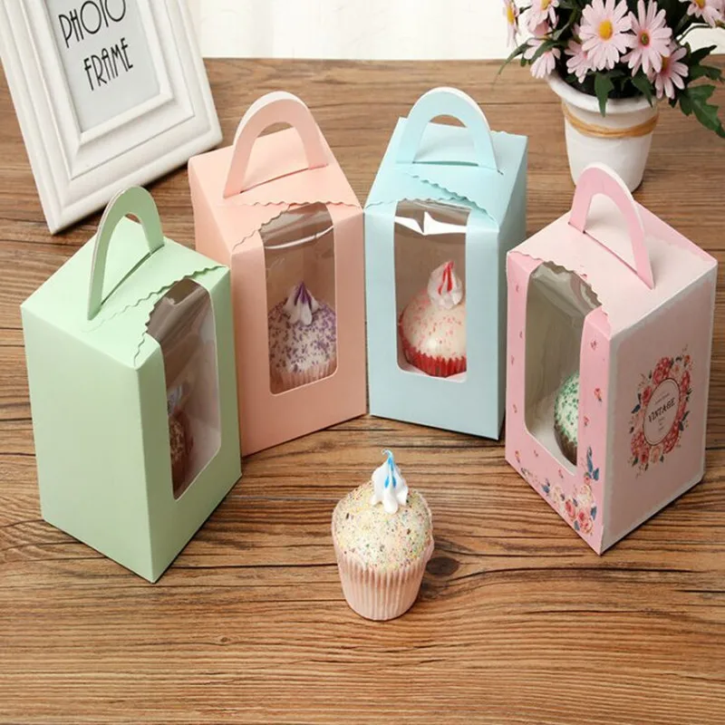 11x9 5x9 5 см 30 шт. Новые diy красивые 3 цвета кексы коробки с ручкой Свадебные сувениры