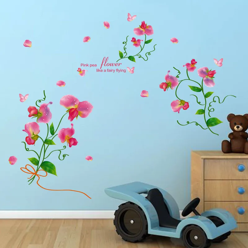 [Fundecoration] настенные наклейки с цветами и бабочками домашний декор для гостиной