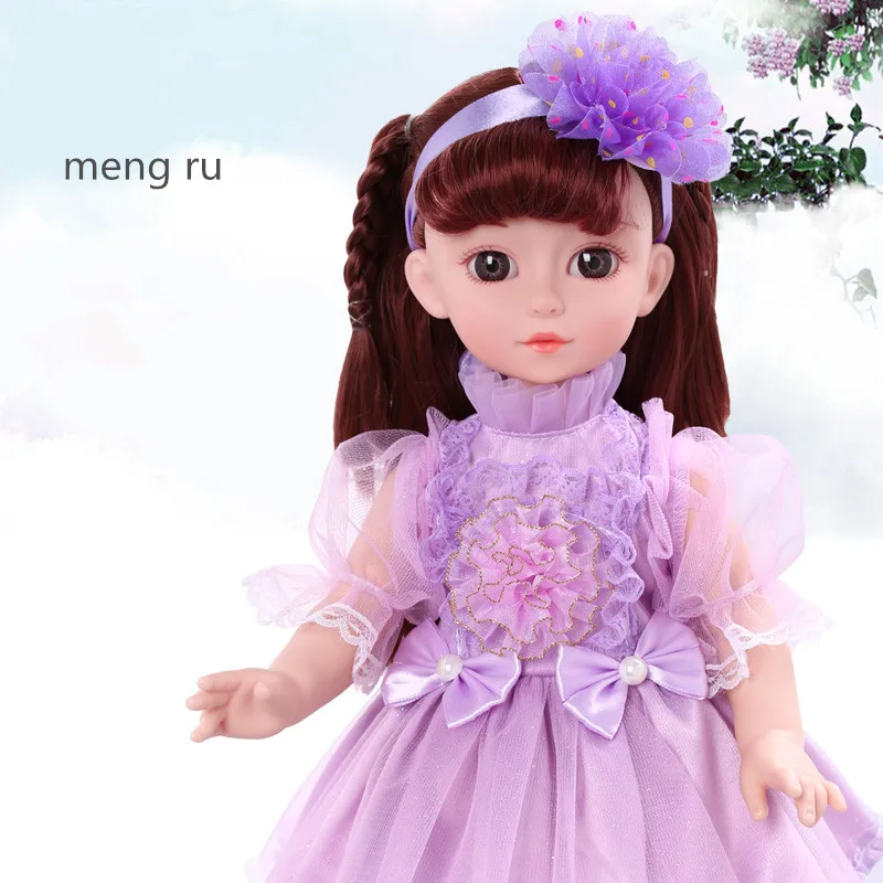 meng ru 45 см Reborn Baby Doll рот движущиеся пение говорящие умные куклы ручной работы Детские куклы для девочек детские игрушки подарки - Цвет: meng ru