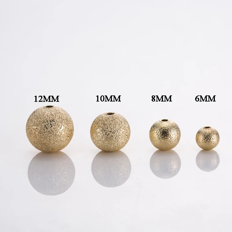 Golden Round Copper Matting Bead With Hole Earrings Necklaces Accessories For Jewelry Making Charms Hand Made Diy Materials | Украшения и