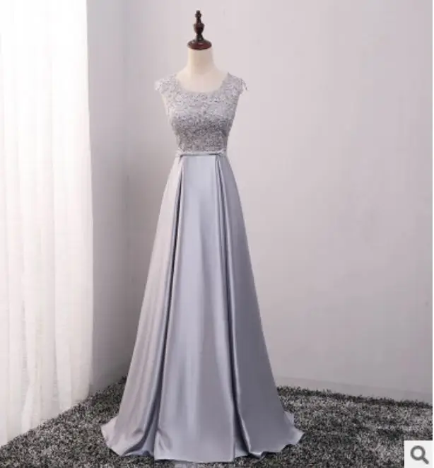 Серебристый Vestido De festa casamento, Новое кружевное платье с открытой спиной, линия Румяна розового, золотого и серебряного цветов Королевский синий цвет Длинные платья подружек невесты элегантные damigella - Цвет: Серебристый