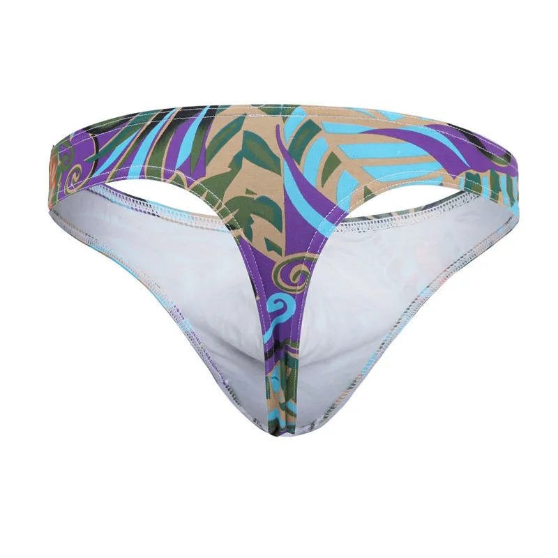 1PCS WJ Brand Cotton Thong Men Sexy Underwear Personalized Printed Penis Pouch G-string Plus Size S/M/L/XL |