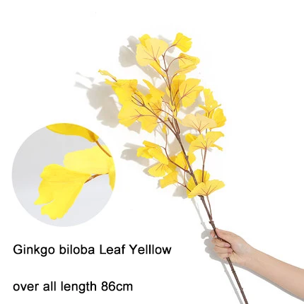Ginkgo biloba yellow Оливковое Холли, Вишня Чили, Милан, мятный кленовый лист Чили, искусственное пластиковое растение для свадьбы, украшение для йоги на весну - Цвет: Ginkgo biloba yellow