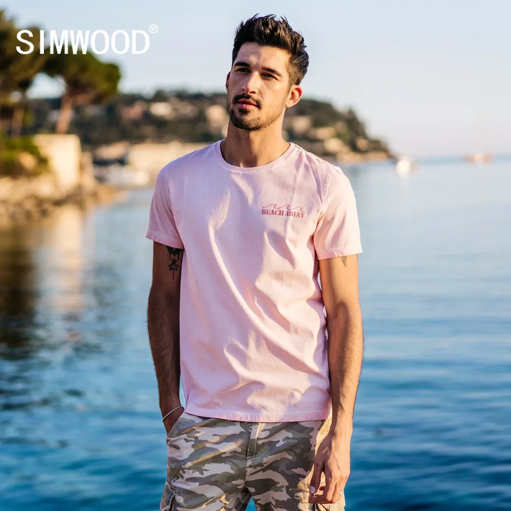 SIMWOOD 2019 летняя мужская футболка облегающая модная повседневная хлопок топы