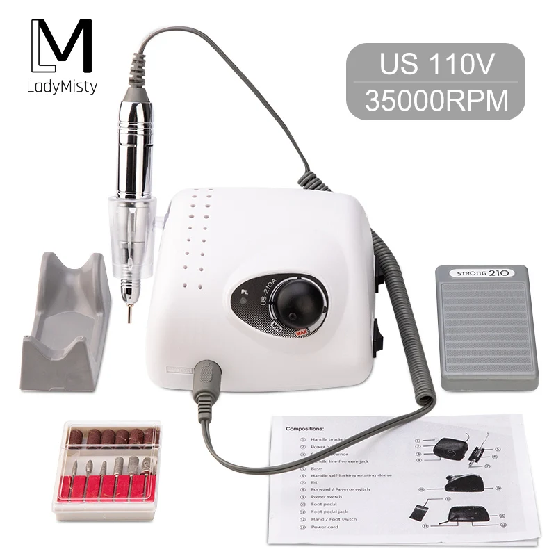 US Plug Сильный 210 105L маникюрный аппарат профессиональный шлифовальный аппарат для маникюра ложная электрическая мельница модель ногтей сверлильный станок - Цвет: US Plug
