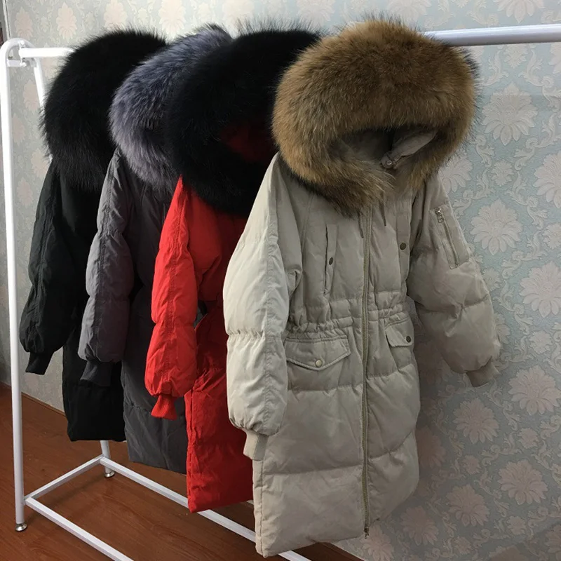 2018 Schinteon новый корейский женский пуховик с большим 100% воротником из натурального