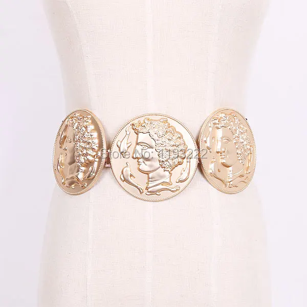 Exagerate Модный женский роскошный пояс в стиле барокко из золотистого металла с