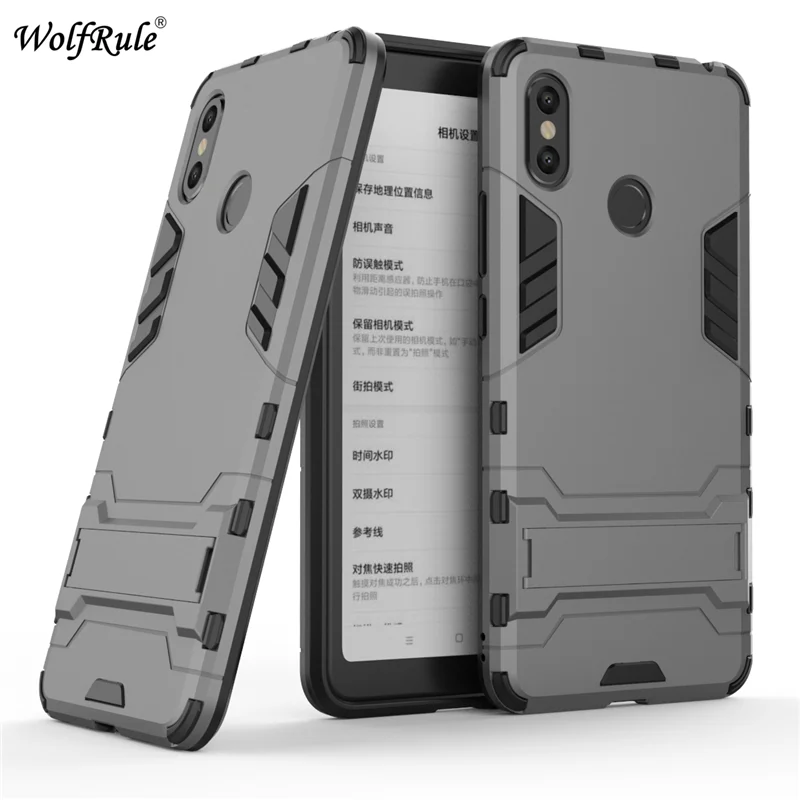 Wolfrole Xiaomi Mi Max 3 Чехол резиновый + жесткий пластиковый чехол с подставкой для Xiomi