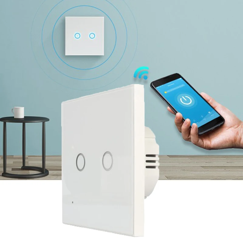 Полезный NAS SC02WE 2200 Вт WiFi ЕС Plug Smart Switch In wall 2Gang настройки таймера|Смарт-гаджеты| |