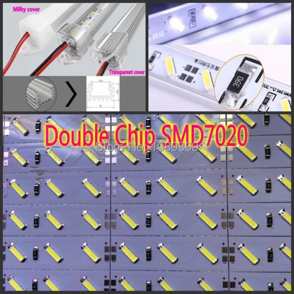 50 наборов 12V 24V Led бар 7020 led твердая полоса света 100 см водонепроницаемый SAMSUNG чип + U