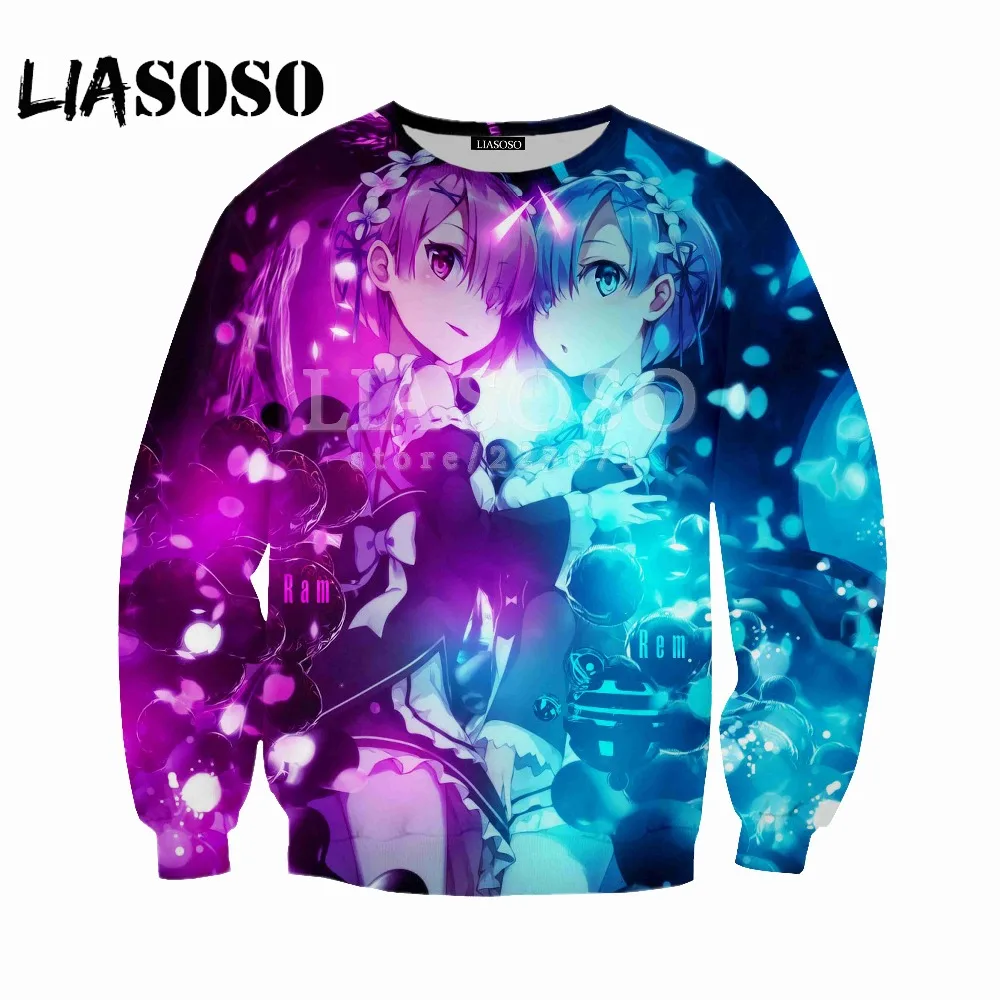 LIASOSO Новый Мужской и Женский свитшот аниме Re Zero с 3D принтом модная брендовая