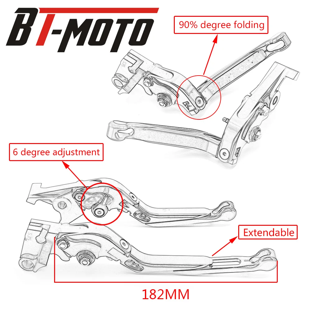 

For Yamaha MT-10 2016 2017 2018 2019 FJ-09/MT09 Tracer 2015-2020 Motorcycle Folding Brake Clutch Levers Extendable Adjustable