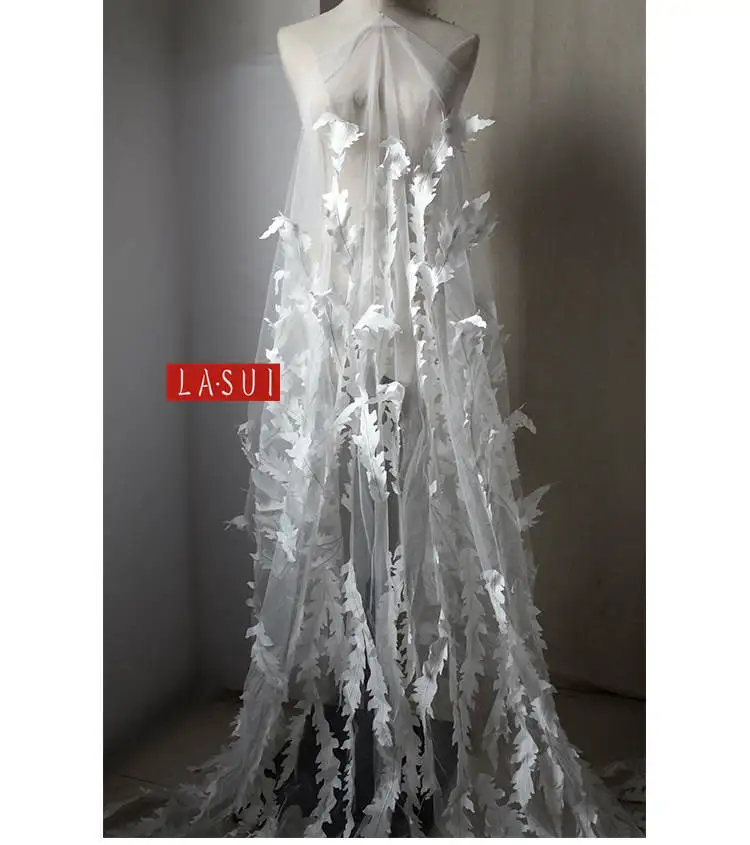 LASUI 5 цветов 3D Изысканный Модный узор из морских водорослей Вышивка Мягкая ажурная Кружевная Ткань вечернее платье для выпускного вечера X0258 - Цвет: high quality -white