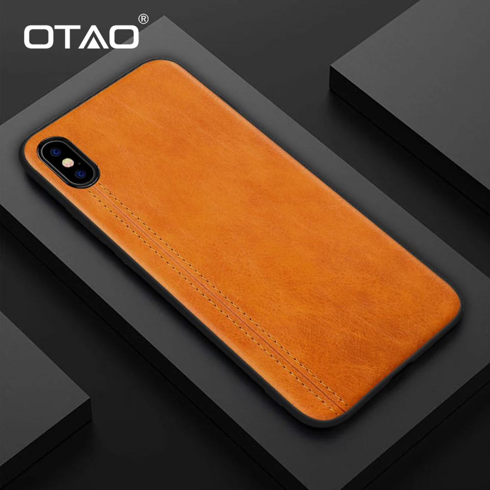 OTAO Retro PU Leather Case For iPhone XS MAX XR X 7 8 Plus Shockproof Cases Solid Color TPU Back Cover 6s 6 | Мобильные телефоны и