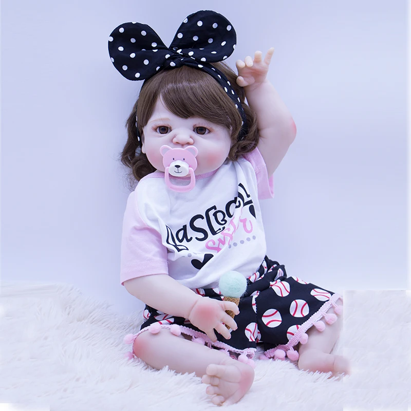 23 ''реалистичные куклы принцессы Bebes все силиконовые Reborn doll в горошек головной