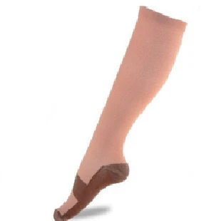 Nude 1 Pair Unisex Compression Socks Women Men Anti Fatigue Pain Relief Knee High Comfortable Travel Stockings - Цвет: Nude