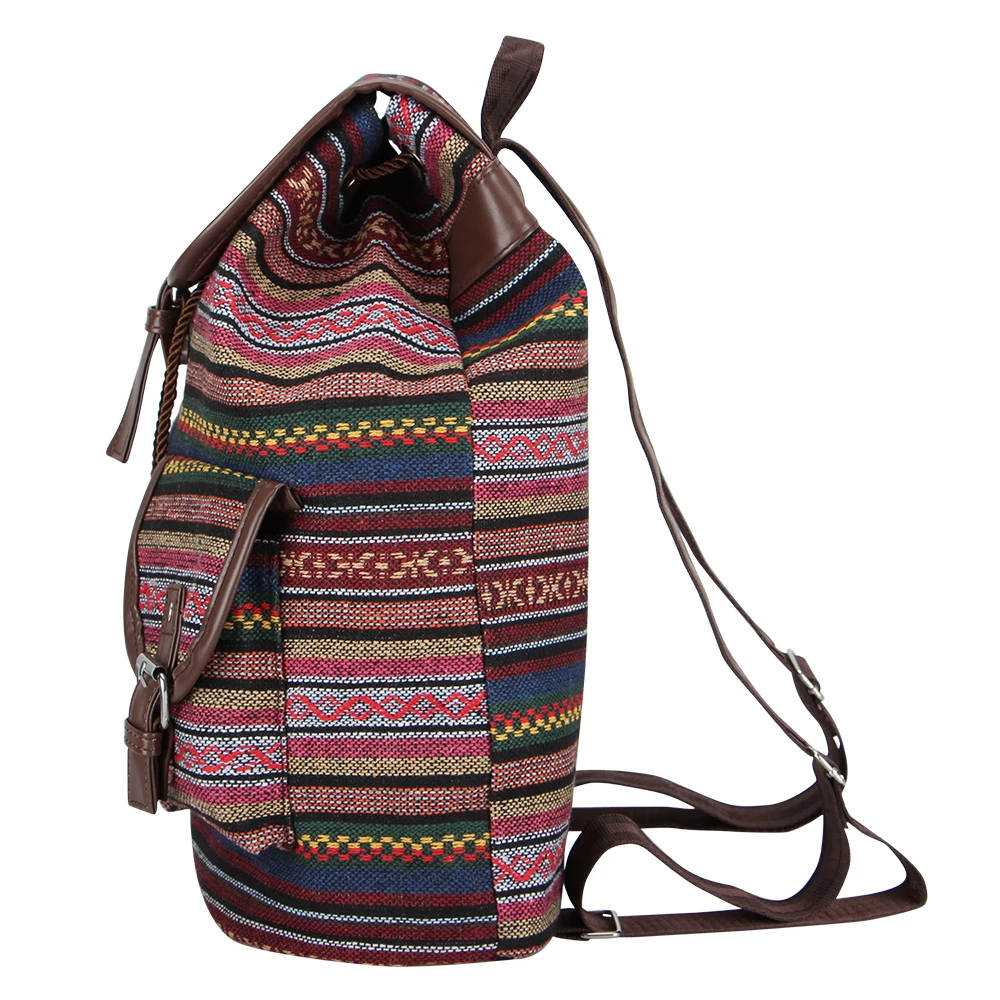 SANSARYA New Thai Woven Retro Aztec Women Backpack Bohemian Boho Drawstring Rucksack Hippie Vintage Teen Girls School Bags