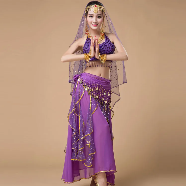 Комплект из 4 предметов для выступлений женский костюм танца живота цыганские