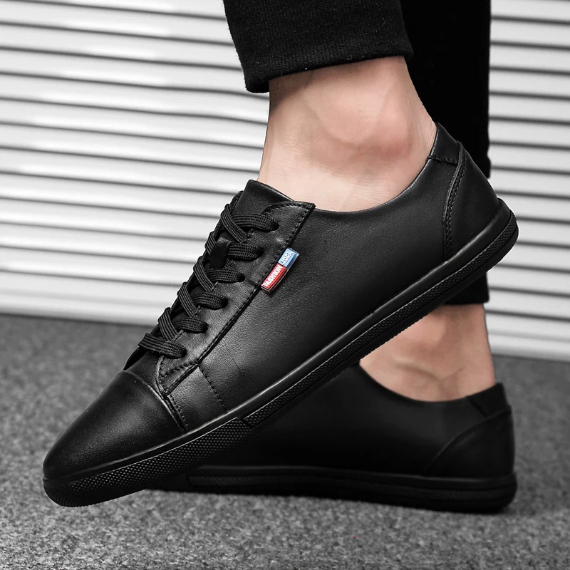 Летняя мужская модная обувь из натуральной кожи Мужская коровьей на плоской