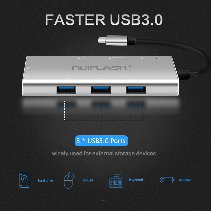Nuiflash usb-хаб USB C к HDMI RJ45 Thunderbolt 3 адаптер для MacBook samsung Galaxy S10 huawei mate P20 Pro type C USB 3,0 концентратор