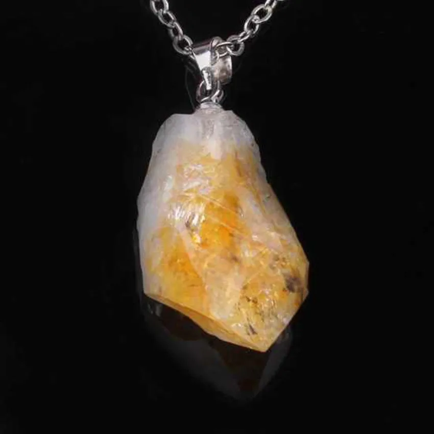 100 уникаль 1 шт. посеребренное неравномерная форма натуральный кулон с цитринами